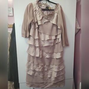 SL Fashions Layered Blush Long Sleeve Dress